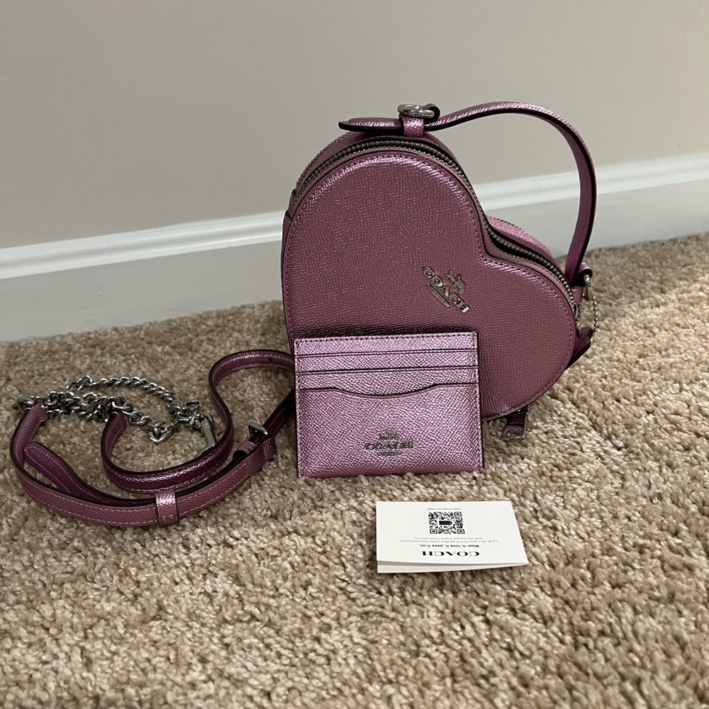 Coach heart bag with card holder!